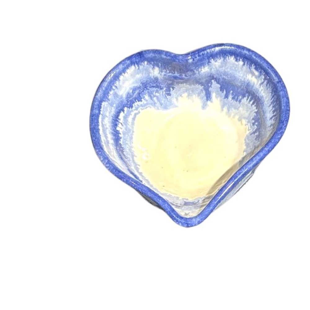 Blue and Cream Heart-Shaped Ceramic Bowl